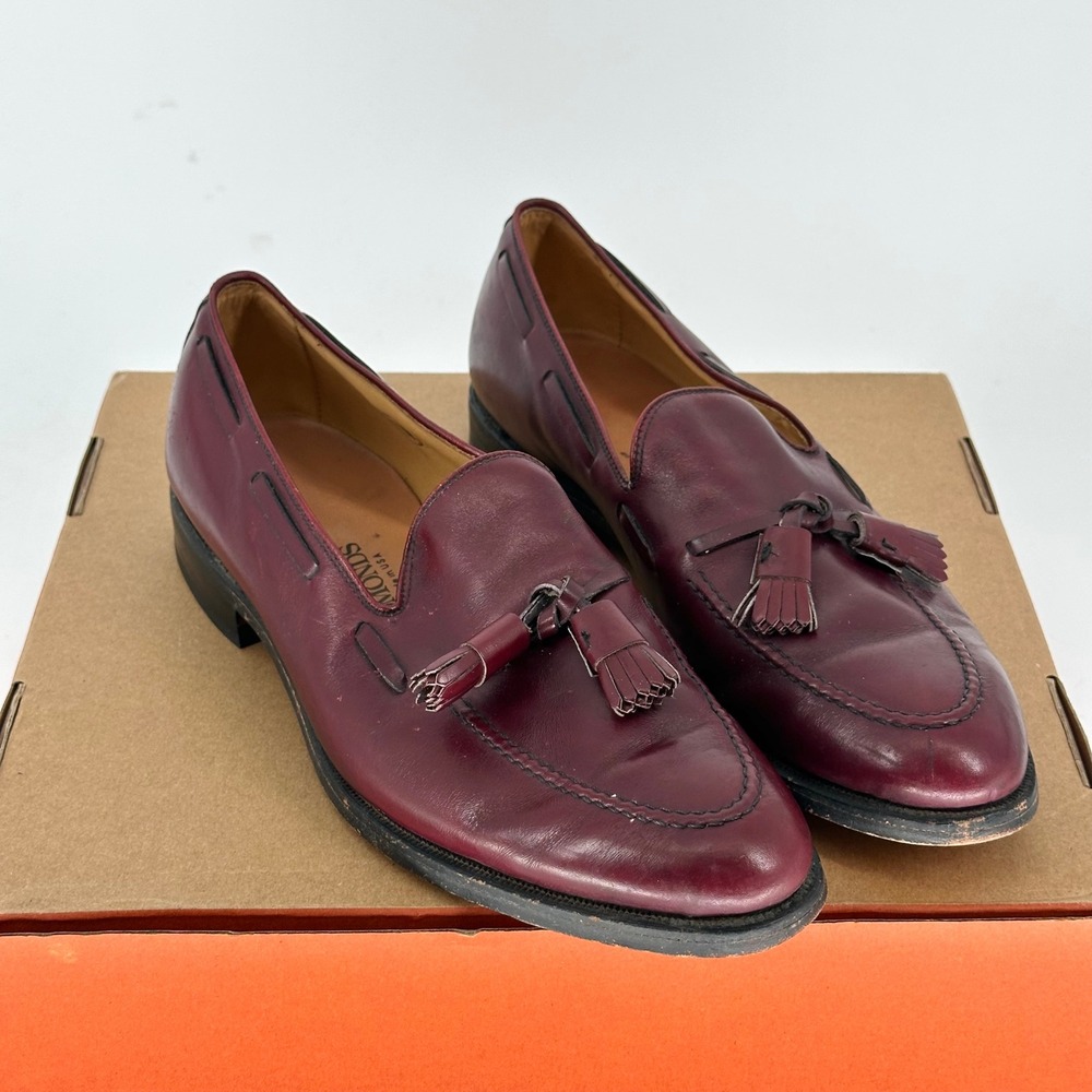 Allen Edmonds Grayson Tassel Burgundy Leather Loafers Shoes Men's 9.5 C 8277